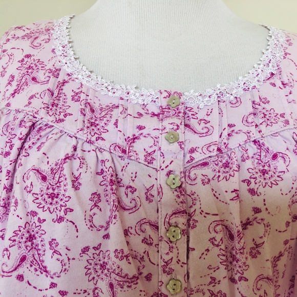 Pink Ruffled Hem and Collar Floral Nightgown Pullover Celestial Dream Large - Picture 9 of 11